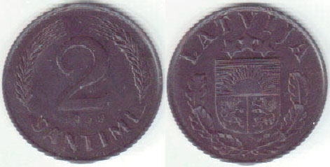 1939 Latvia 2 Santimi A000102